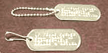 Embossed luggage tag and chain