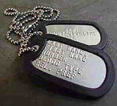 Two army dog tags with fancy silencer & ID chain